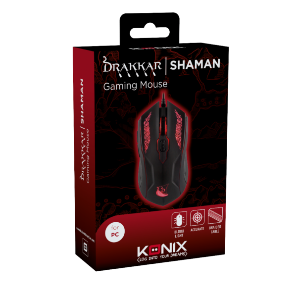 Souris Gaming Drakkar Shaman Filaire Noir et Rouge boîte avant