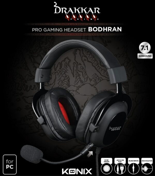 Casque Pro Gaming Bodhran 7.1 - Filaire pour PC - Drakkar notice