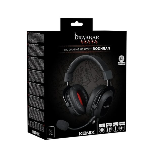 Casque Pro Gaming Bodhran 7.1 - Filaire pour PC - Drakkar boîte