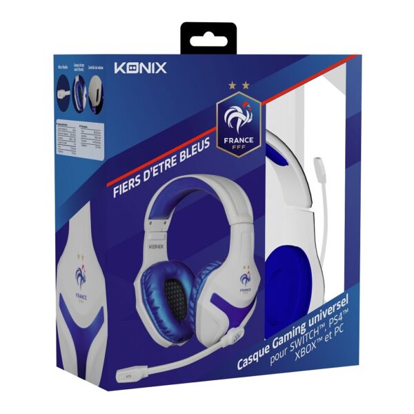 Casque Gaming FFF Filaire - Blanc et Bleu boîte