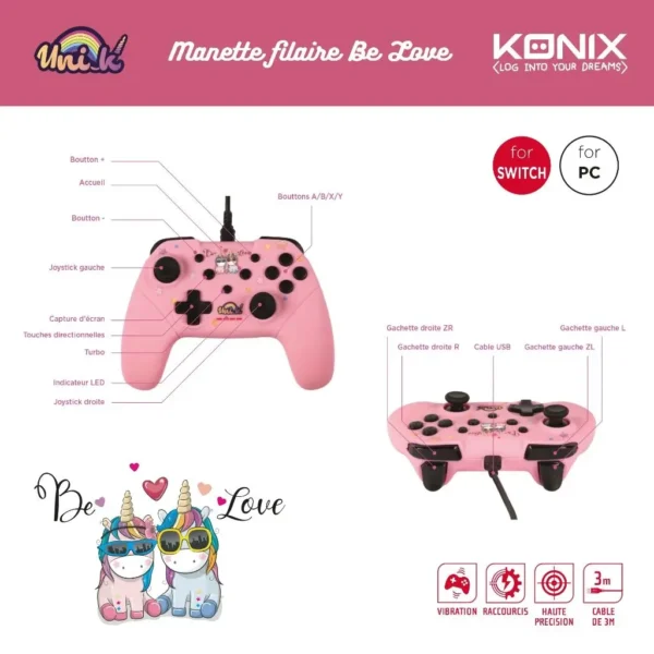 Manette Switch Licorne Rose - Be Love - Notice