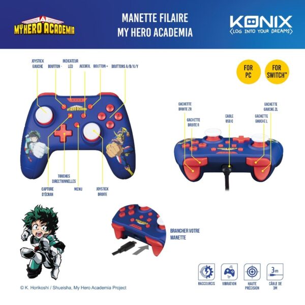 Manette My Hero Academia Switch Bleu Filaire notice