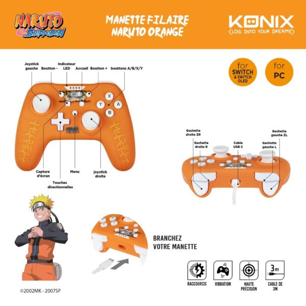 Manette Switch Naruto Orange Filaire notice