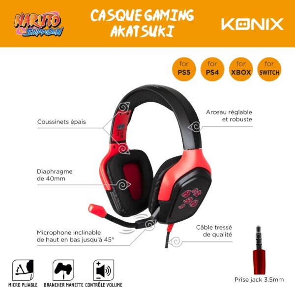 Casque Gaming Naruto Noir Filaire notice