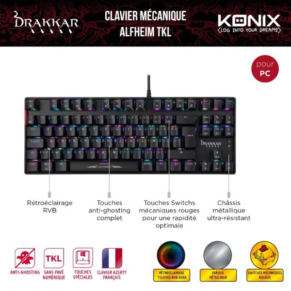 Clavier Gamer TKL Alfheim - Filaire Mécanique - RGB - Drakkar notice