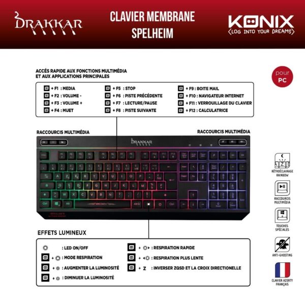 Clavier Gamer Drakkar Spelheim Filaire à Membranes notice