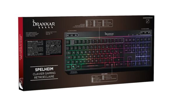 Clavier Gamer Drakkar Spelheim Filaire à Membranes boîte arrière