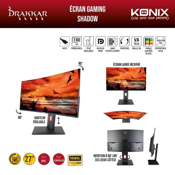 Écran Gamer 27" Incurvé Drakkar Shadow notice