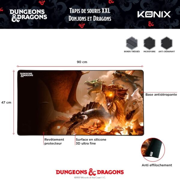 Tapis de souris XXL Dungeons & Dragons - 90 x 46 cm - The Rise of Tiamat notice