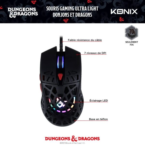 Souris Gaming Dungeons & Dragons - Light Filaire RGB notice