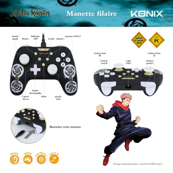 Manette Switch Jujutsu Kaisen - Noir et blanc - notice