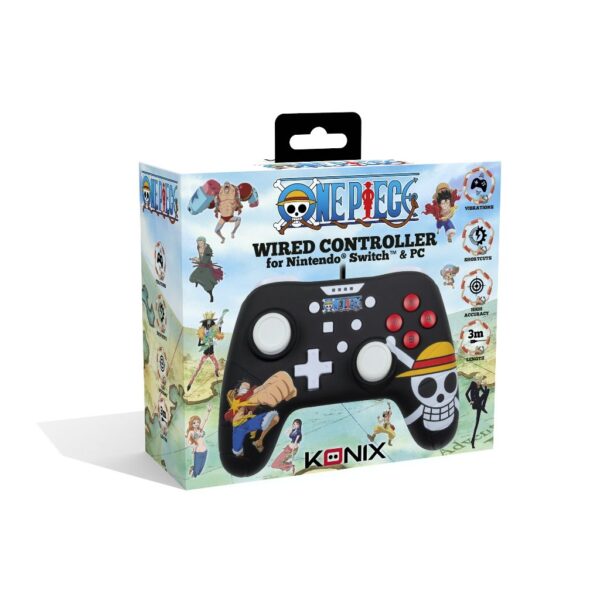 Manette Switch One Piece Luffy Noire Filaire boîte avant