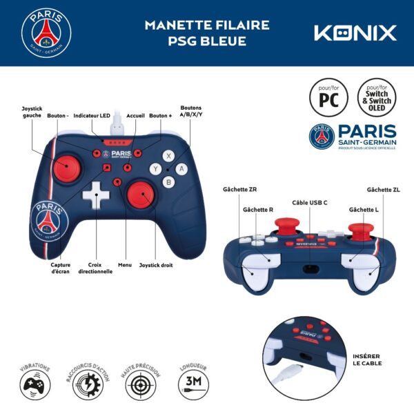 Manette Switch PSG Bleu Filaire notice