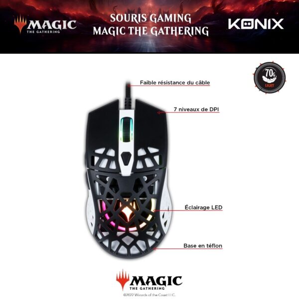 Souris Ultra-Light Magic The Gathering - Noir et Blanc - RGB - notice