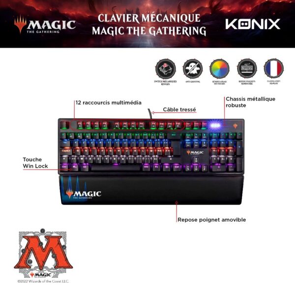 Clavier Gamer Mécanique Magic The Gathering - RGB - AZERTY - notice