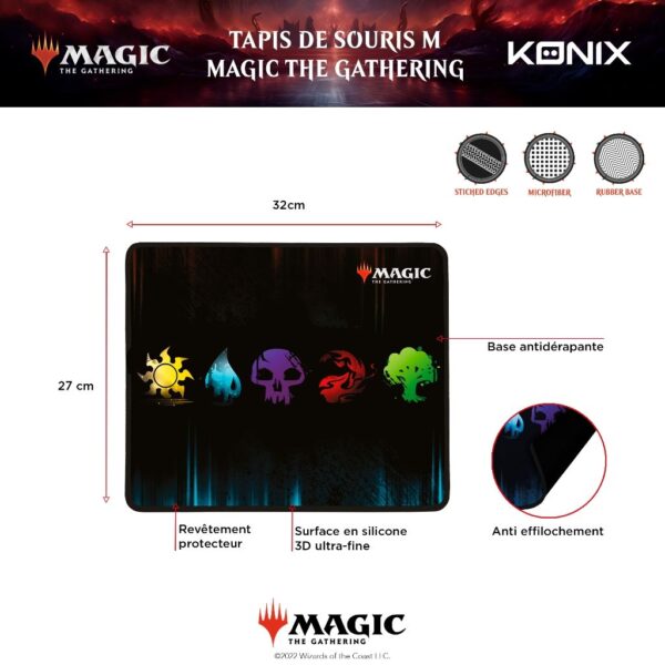 Tapis de souris Gaming Magic The Gathering - M - 32 x 27 cm - Motif 5 Éléments - notice