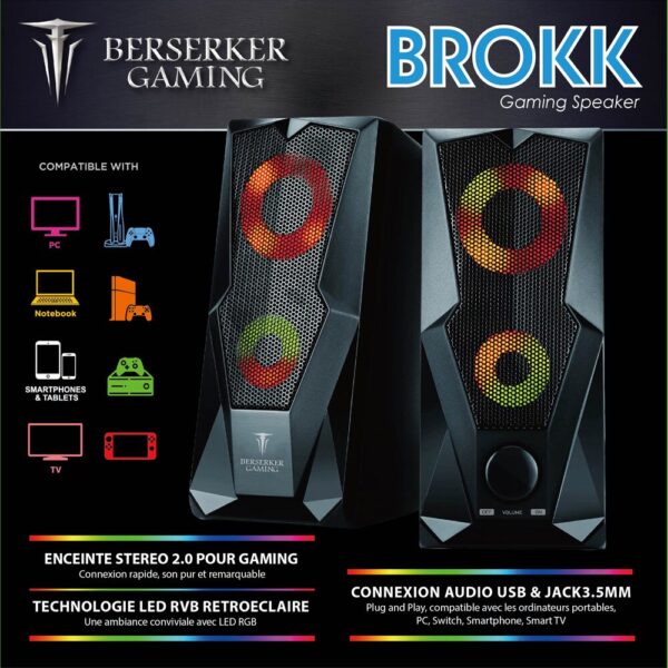 Haut-Parleurs Gaming RGB - Berserker Gaming Brokk - compatibilité